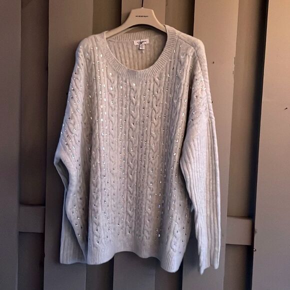 Nordstrom cable knit embellished sweater new no tags - Picture 1 of 7